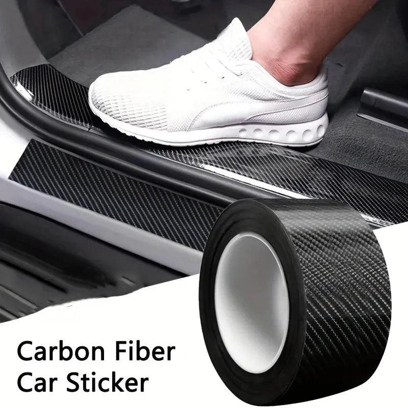 Autocollant en fibre de carbone pour voiture – Bande protectrice à coller soi-même pour seuil de porte et rétroviseurs latéraux – Anti-rayures, imperméable