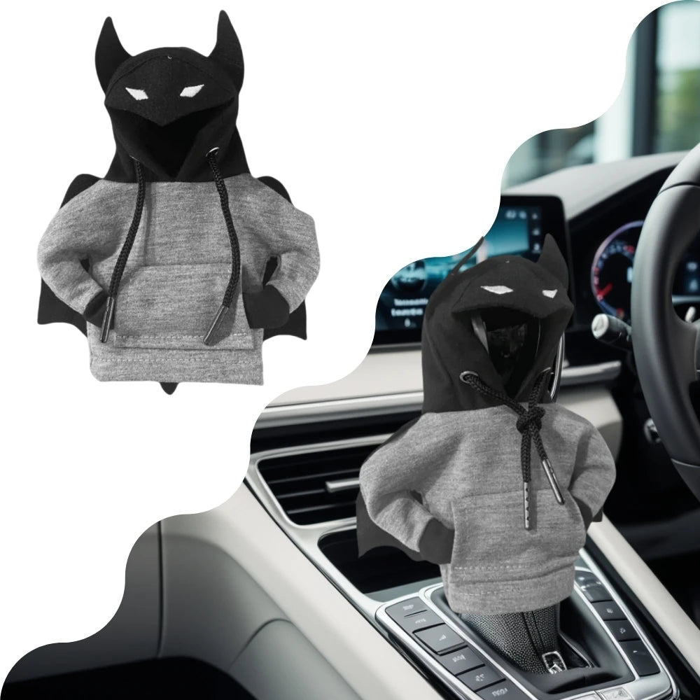 Housse de Levier de Vitesse Style Sweat à Capuche – Design Original "Bat" pour Voiture