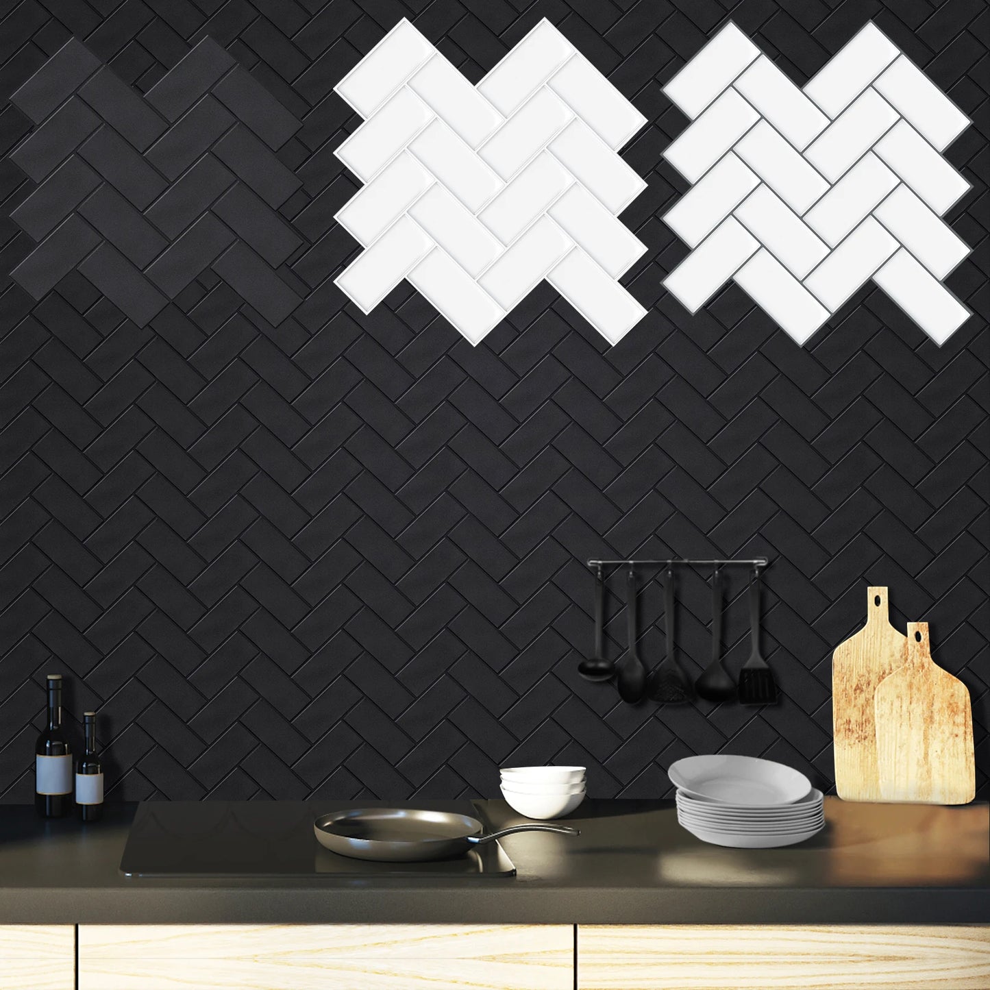 10 pièces peler et coller des carreaux muraux à talons bricolage backseret de cuisine à grande taille Autocollant mural étanche étanche en vinyle étanchable pour la maison