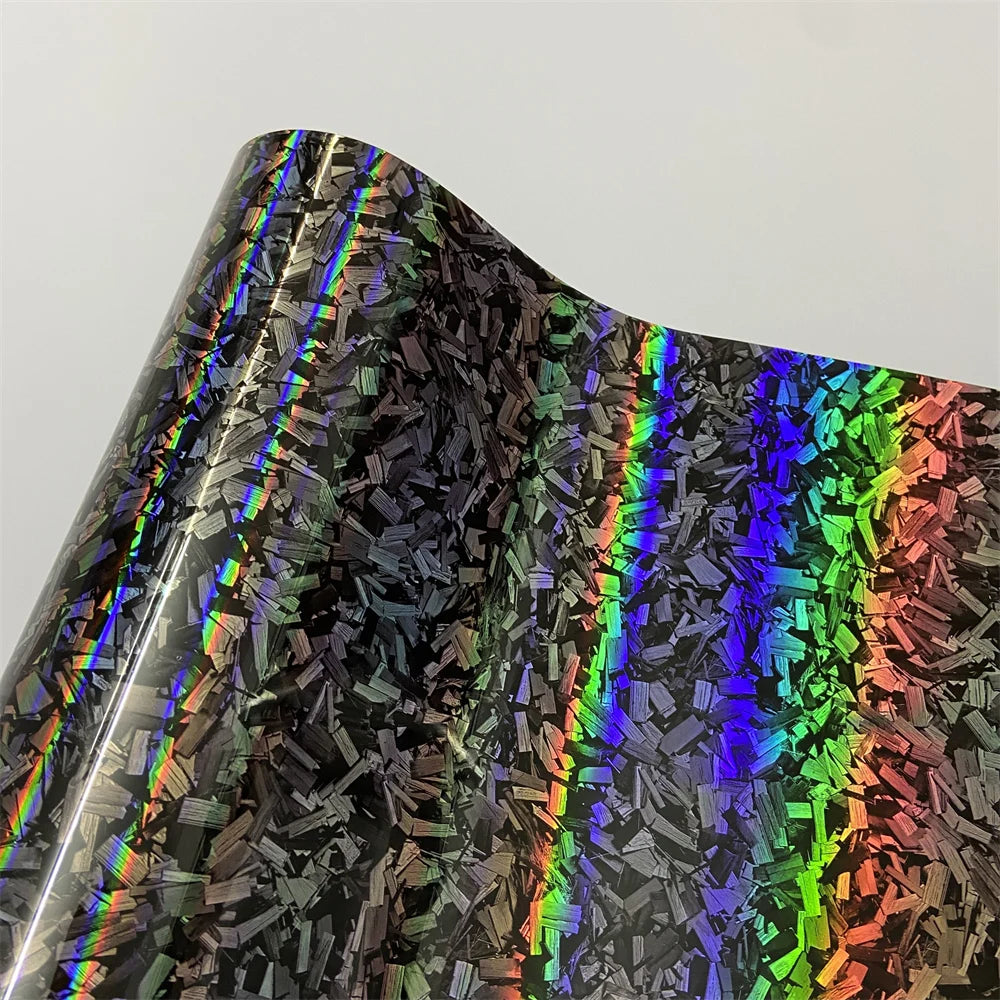 Film Vinyle Imitation Carbone Forgé Arc-en-Ciel – Autocollant Imperméable pour Moto et Voiture – Film Adhésif Thermoformable avec Effet de Changement de Couleur