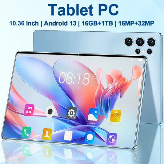Tablette Version Globale Originale 2025 – Écran 10,36 pouces HD 4K – Android 13 – 16 Go RAM + 1 To – Batterie 12000 mAh – 5G – Double SIM – WiFi – GPS