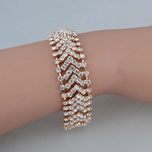 Bracelet femme élégant – Chaîne ornée de strass et cristaux, accessoire de bijouterie raffiné