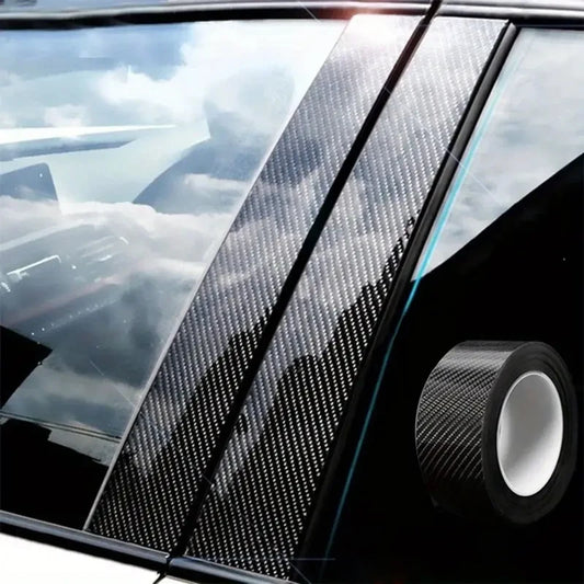 Autocollant en fibre de carbone pour voiture – Bande protectrice à coller soi-même pour seuil de porte et rétroviseurs latéraux – Anti-rayures, imperméable