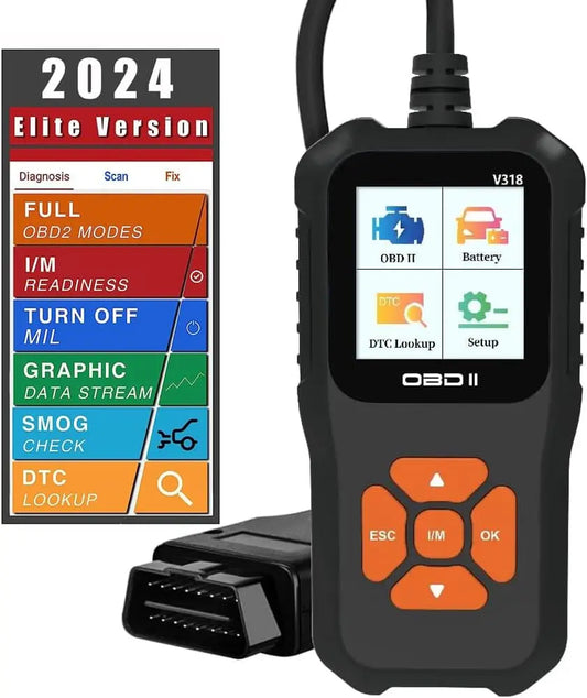 V318 Outil de Diagnostic Auto Scanner Testeur de Batterie Automobile OBD2 – Efface les Défauts, Détecte les Pannes, Prend en Charge Plusieurs Langues.