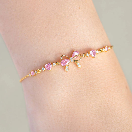 Bracelet féminin tendance – Chaîne ornée d’un nœud en zircon brillant, style mignon et élégant, cadeau idéal pour femmes et filles