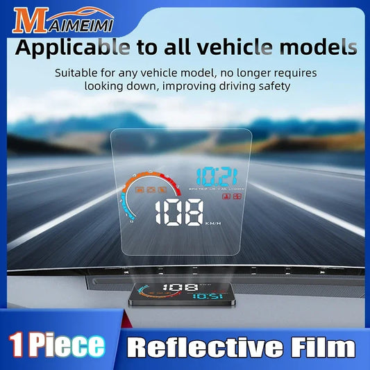 Film Réfléchissant pour Affichage Tête Haute (HUD) – Système d'affichage OBD II – Consommation de carburant, Alerte de survitesse – Accessoire Auto