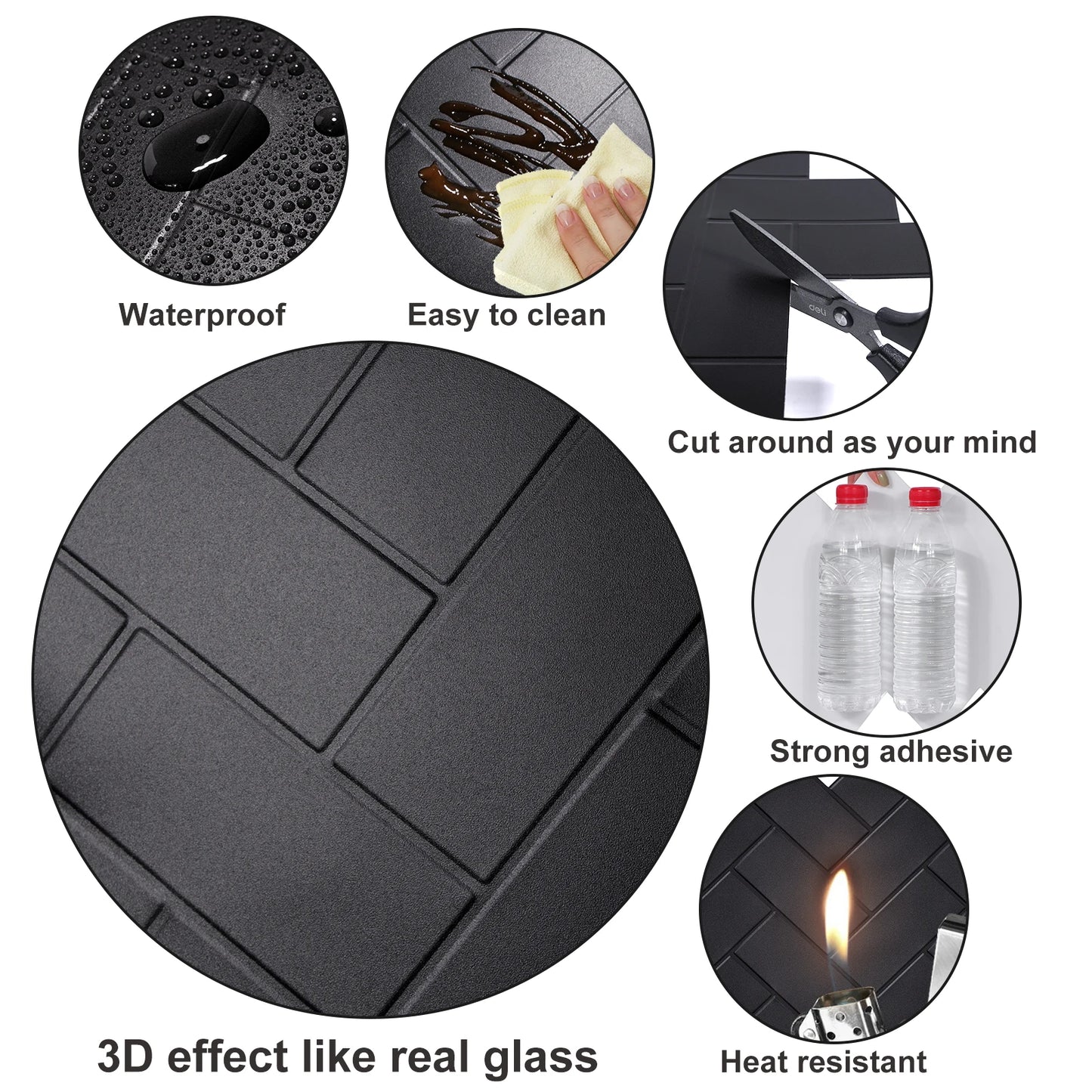 10 pièces peler et coller des carreaux muraux à talons bricolage backseret de cuisine à grande taille Autocollant mural étanche étanche en vinyle étanchable pour la maison