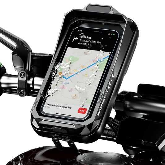 Support Téléphone Étanche pour Moto – Sacoche de Support Téléphone Vélo – Boîtier de Support Mobile avec Rotation à 360° – Base en Aluminium pour Smartphones de 4,7" à 7,2