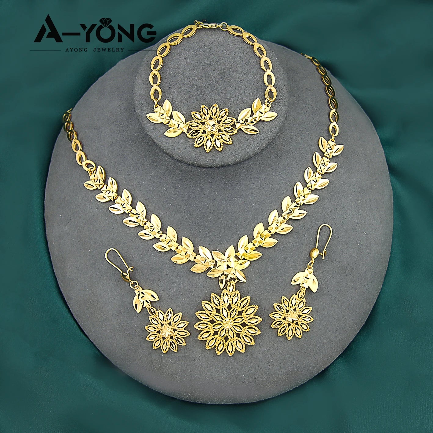 Parure de Bijoux Éthiopiens Plaqué Or 21K – Style Mariage Dubaï | Collier & Boucles d’Oreilles | Bijoux Africains & Marocains – Cadeau de Mariée