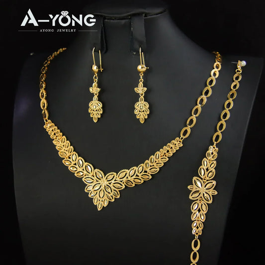 Coffret de Bijoux de Mariage de Luxe Style Dubaï – Plaqué Or 21K

💎 Élégance Arabe | Finition Dorée | Look de Mariée Inoubliable