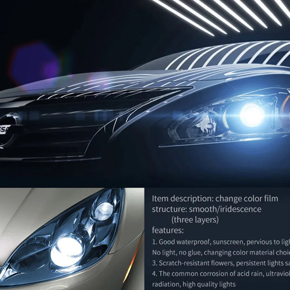 Film vinyle transparent brillant pour phares automobiles – 30x60 cm – Film adhésif pour voiture – Film de couverture pour phares et feux arrière en PVC