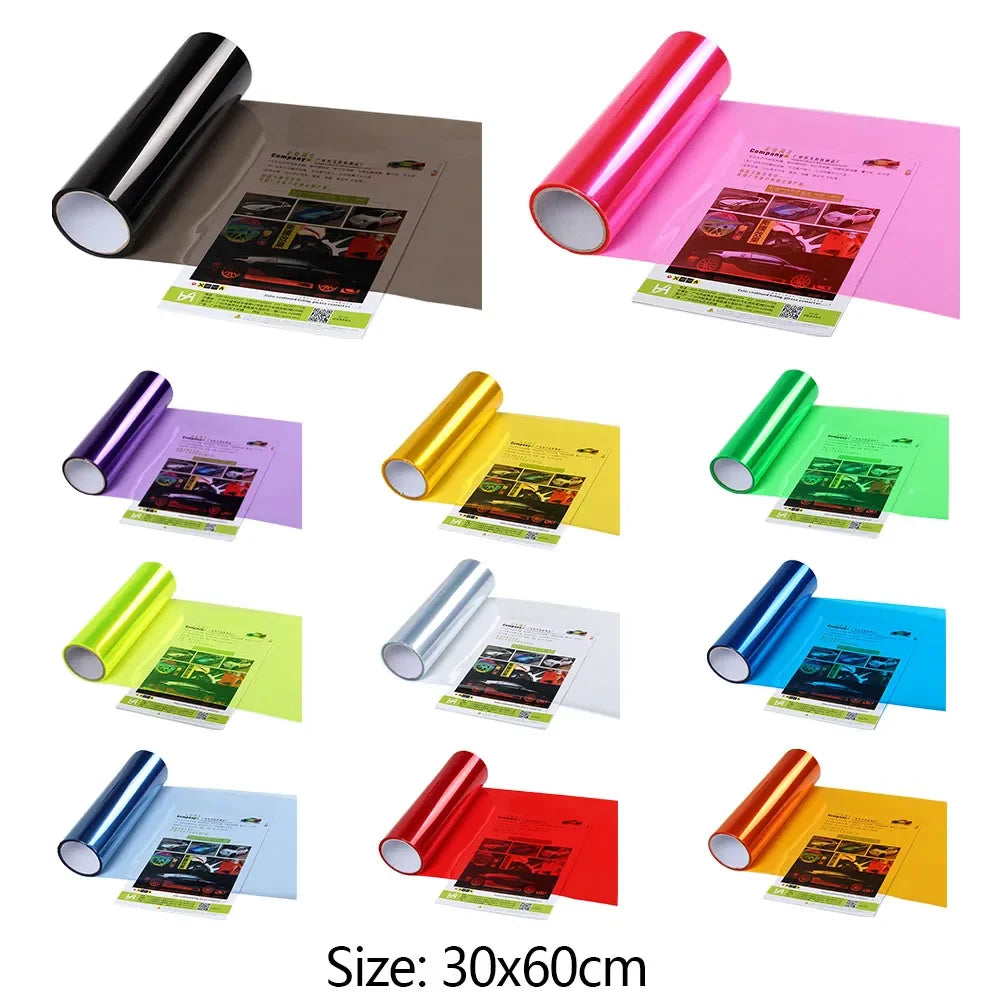Film vinyle transparent brillant pour phares automobiles – 30x60 cm – Film adhésif pour voiture – Film de couverture pour phares et feux arrière en PVC
