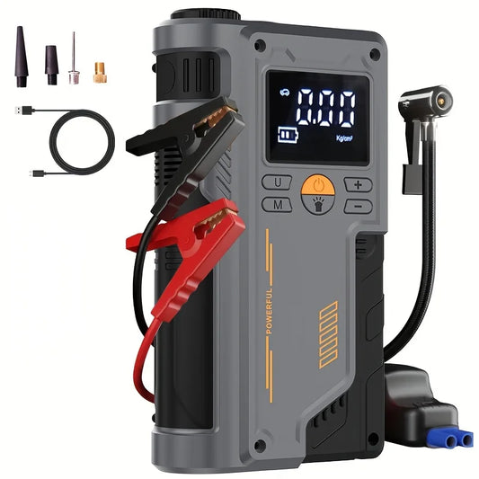 Équipement Gonflable d'Urgence avec Affichage Numérique, Superchargeur de Batterie de Voiture Multifonction, Semi-automatique, Recharge USB
