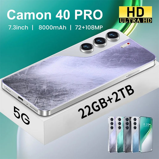 Smartphone Original C40Pro – Écran 7,3 pouces – 22 Go + 2 To – Version Globale – 5G – Double SIM – Batterie 8000 mAh – Android 14