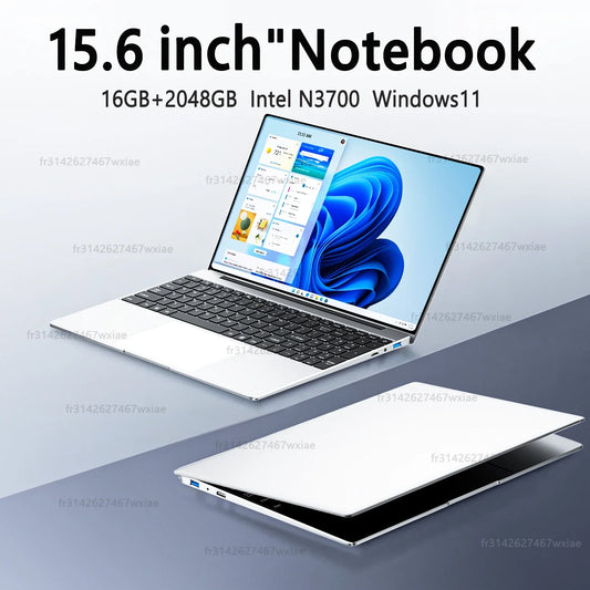 💻 Ordinateur Portable Ultra Fin 15,6" – 16 Go RAM, SSD 2 To, Intel N3700 – Écran Full HD 1920×1080 – PC Gamer / Bureau / Études – Windows 11 Pro