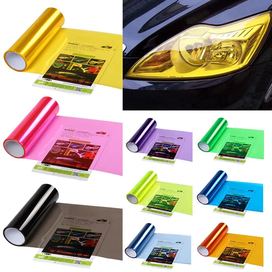 Film vinyle transparent brillant pour phares automobiles – 30x60 cm – Film adhésif pour voiture – Film de couverture pour phares et feux arrière en PVC