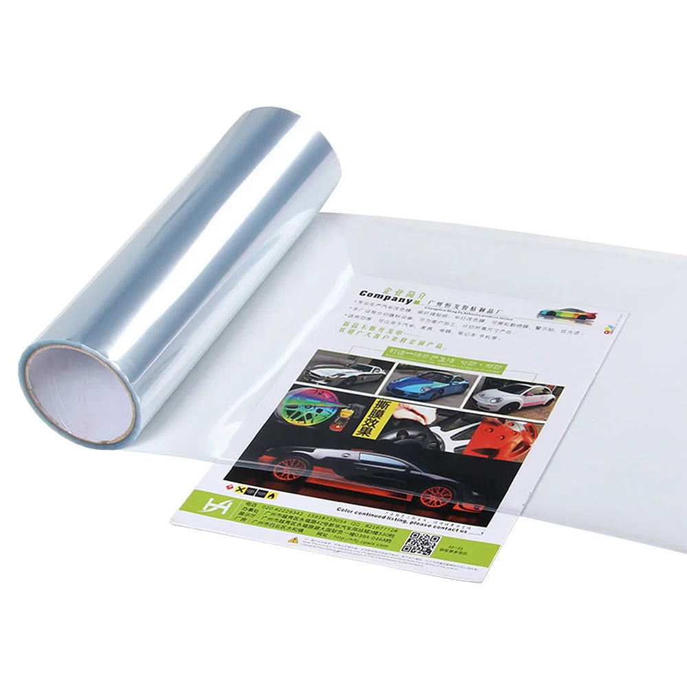 Film vinyle transparent brillant pour phares automobiles – 30x60 cm – Film adhésif pour voiture – Film de couverture pour phares et feux arrière en PVC
