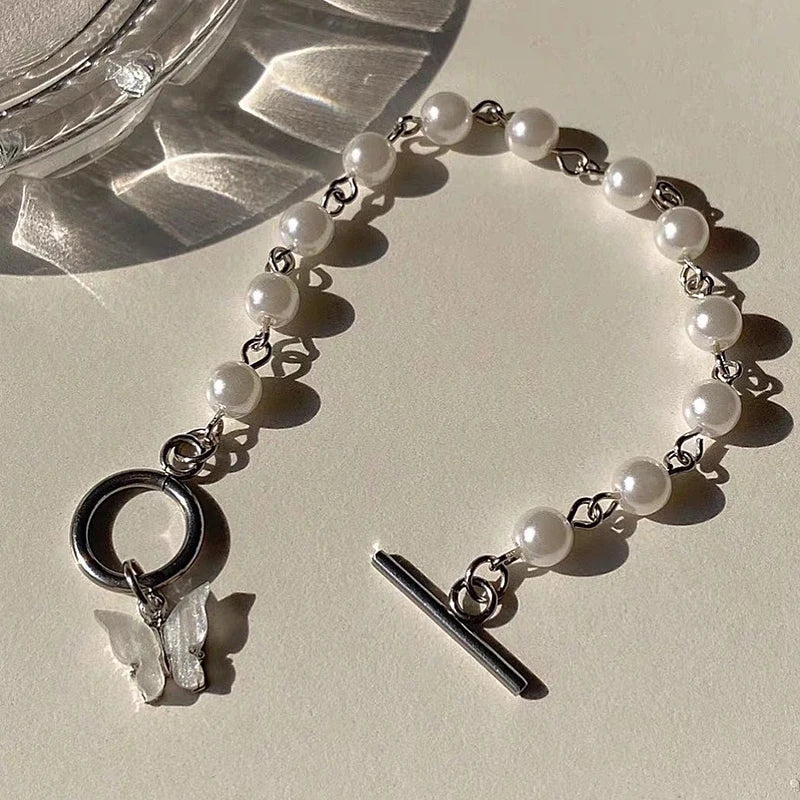 Bracelet tendance K-pop perles irrégulières pour femmes – Style baroque avec pendentif en pierre naturelle, bracelet manchette porte-bonheur, bijou cadeau d’anniversaire.